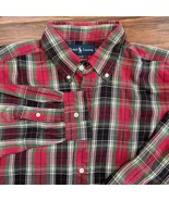 Polo Ralph Lauren Oxford Button Front Shirt Men&#39;s XL Plaid Red Green White - $409.53 MXN