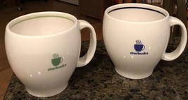 Set of 2 2003 Starbucks Barista Coffee Cups/Mugs  White w/Blue &amp; White w/Green - £31.24 GBP