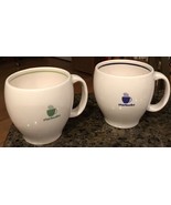 Set of 2 2003 Starbucks Barista Coffee Cups/Mugs  White w/Blue & White w/Green - $39.55