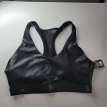 MTA Sport Bra Faux Leather Racerback Black Womens Medium - £10.44 GBP