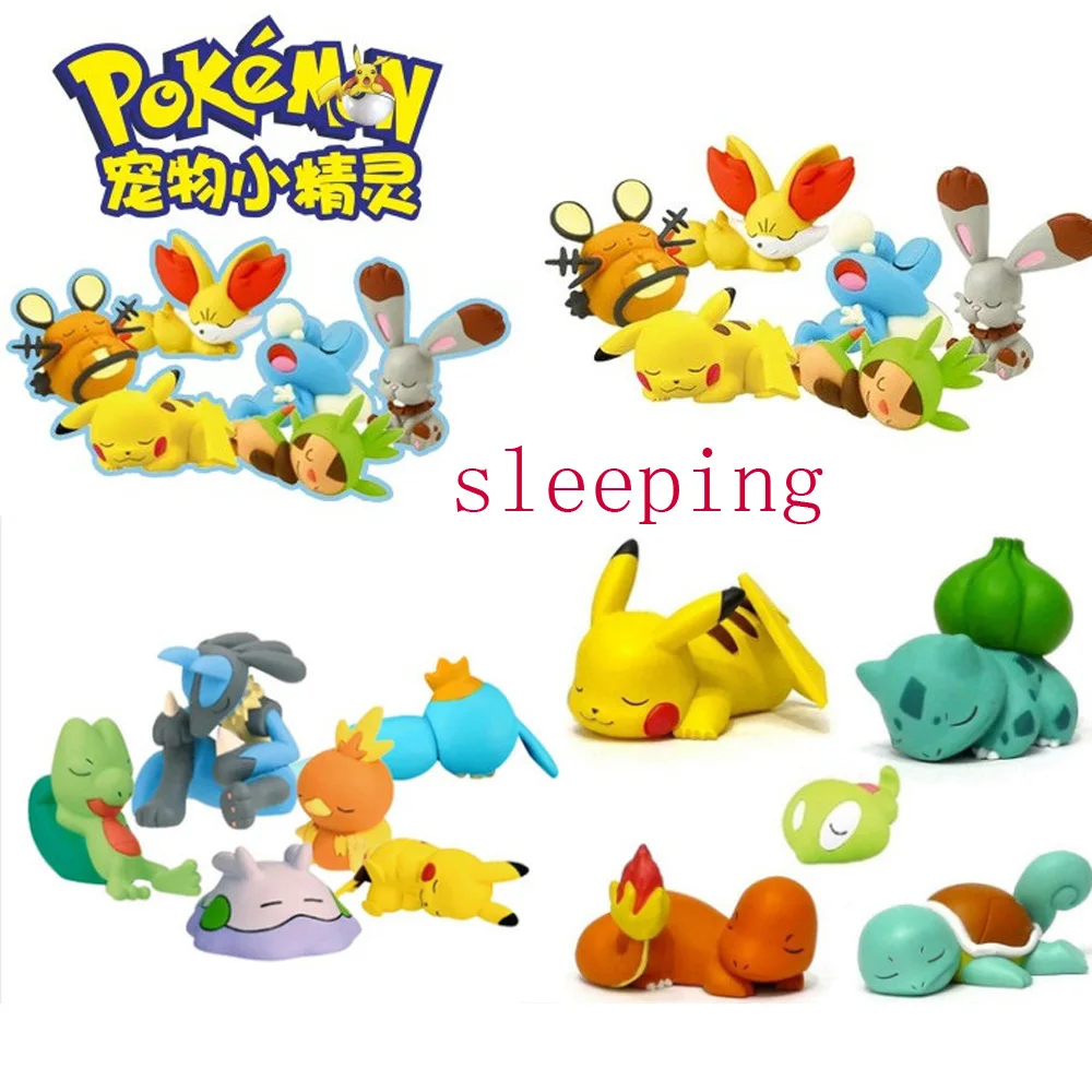 Sleeping Pokemon Action Figure Cup Pocket Monster Pikachu Toys Dedenne Fennekin - £14.37 GBP+