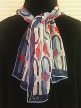 Vintage 60s Vera Neumann &quot;Verasheer&quot; rectangular scarf (Red, White &amp; Blue) - £18.79 GBP