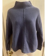 Women’s Sonoma Blue Knit Oversized Mock Turtleneck Pullover Sweater Size M - £10.33 GBP