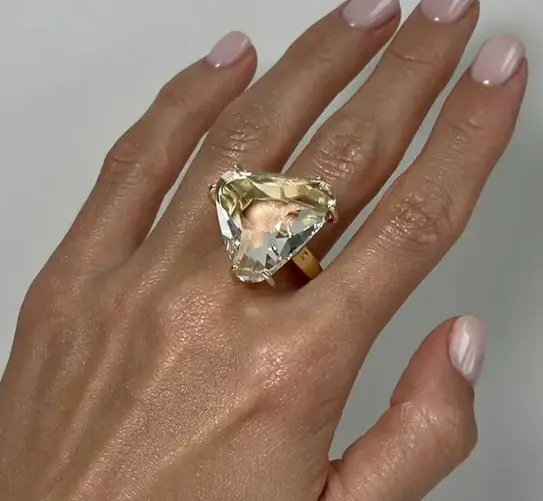 Ring with large triangular crystal, women&#39;s, ring with stone, one size, ... - $95.00