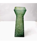 Vidrios San Miguel Recycled Vase Green Glass White Scavo Splatter Textur... - $21.99