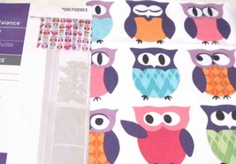 OWLs Valance Trea Style Selections 50x15.5  Multi Color Childs Pink Purple Aqua - $24.72