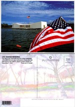 Hawaii Honolulu USS Arizona Memorial Sunken Battle Ship USA Flag VTG Postcard - $9.40