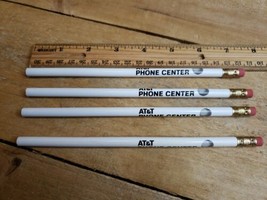 Vintage NOS AT&amp;T Phone Center Wooden Pencils (4) Unsharpened Advertising... - $22.74