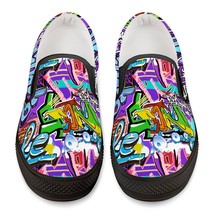 Twoheartsgirl Colorful Graffiti Vulcanize Shoes for Men Casual Slip-on Man Sneak - £51.39 GBP
