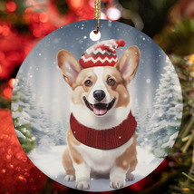 Cute Cardigan Welsh Corgi Dog Santa Hat Winter Christmas Ornament Gift Decor - $15.79