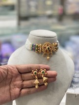 Indian Kundan Jewelry Earring Jhumka Choker Jewelry Set Wedding Women Choker - £33.62 GBP