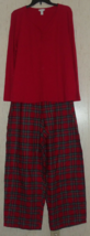 NEW WOMENS CHARTER CLUB KNIT &amp; SUPER SOFT RED PLAID FLANNEL PAJAMA SET  ... - £27.55 GBP