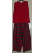 NEW WOMENS CHARTER CLUB KNIT &amp; SUPER SOFT RED PLAID FLANNEL PAJAMA SET  ... - $654.88 MXN