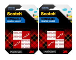 Scotch Mounting Squares Removable 1&quot; 16/Pkg  2 Pack - £8.33 GBP