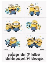 Despicable Me Minions Party Favor Tattoo 24 Tattoos 4 Sheets - £2.54 GBP