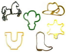Wild West Cactus Cowboy Hat Boot Sheriff Set Of 6 Cookie Cutters USA PR1105 - £8.80 GBP