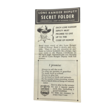 LONE RANGER Deputy Secret Folder - vtg 1949 Cheerios cereal premium no w... - £31.93 GBP