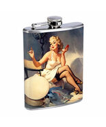 Flask 8oz Stainless Steel Classic Vintage Model Pin Up Girl Design-137 - $23.53 CAD