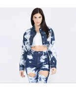 Tie Dye Cropped Denim Jacket - £40.09 GBP