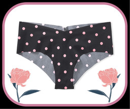 XL  Black Pink Dot NO SHOW Raw Edges Seamless Victorias Secret Cheeky Pantie  - £8.68 GBP