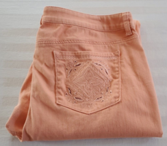 Chico&#39;s Platinum Salmon Pink Jeans Pants Size XL (3) Denim Stretch - £15.81 GBP