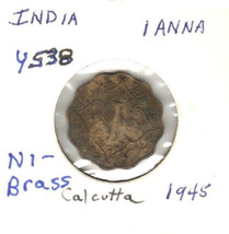 India 1 Anna, Nickel-Brass, 1945, KM 538 - £2.00 GBP