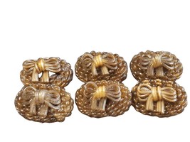c1950 extruded celluloid Large Hand Made early Plastic Buttons Bows 1 3/8&quot; x 7/8 - £50.60 GBP