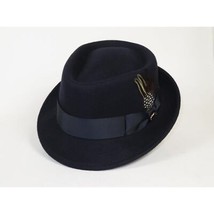 Bruno Capelo Hat Wool Fedora Diamond Crown Santana Stingy Brim SA204 Navy image 2