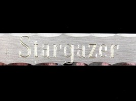 Stargazer Tie Clasp Vintage Star Gazer Engraved Silvertone Bar Etched 2 1/2&quot; - £16.32 GBP