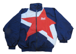 Vintage Budweiser Jacket Red Star King of Beers Windbreaker 80s 90s Prom... - $24.70