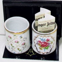 Rnd. Waste Basket Pr Dresden Rose & Crosshatch 1.856/5 Reutter DOLLHOUS Miniatur - $20.14