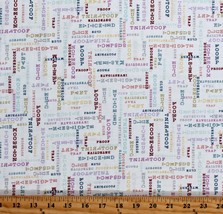 Cotton Detective Words Puzzles Clues Mystery Cream Fabric Print by Yard D388.61 - £10.35 GBP