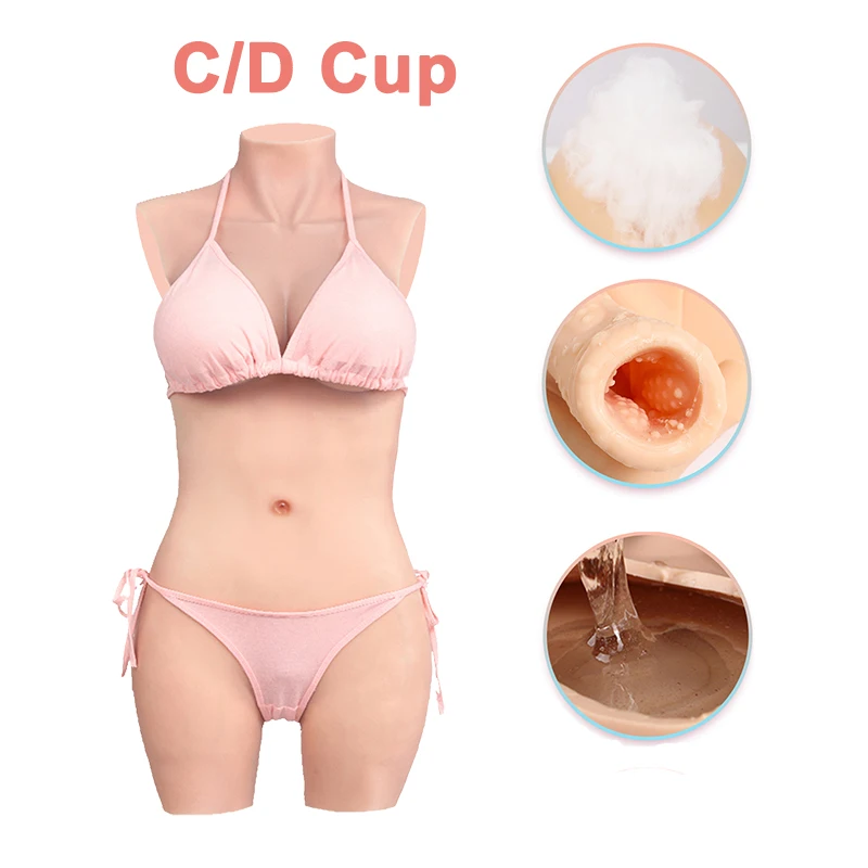 KUMIHO C/D Cup Silicone Bodysuit One Piece Sissy Fake Vagina Breast Forms No - £173.69 GBP+