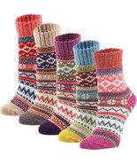 5Pack Womens Vintage Winter Soft Warm Thick Cold Knit Wool Crew Socks Mu... - $28.14