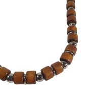 Choker Necklace Wood Glass Bead Men Women 17&quot; Handmade Fashion Beach Cor... - £11.20 GBP