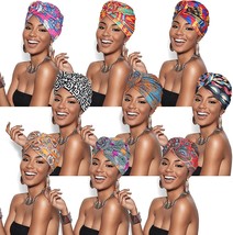 9 Pieces Women African Turban Flower Knot Turban Knotted Turban Hat Pre-... - £29.96 GBP