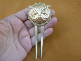 (CH-BIRD-1) Owl head round wavy trim brass hair pin pick stick HAIRPIN - $17.49