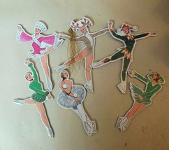 Set of 6 Double Sided Ice Skater Ornaments Tom Tierney   Vintage Hong King - £9.52 GBP