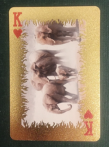 Animal-Themed Golden Foil PVC Mini Playing Card Elephants King Hearts - $1.84