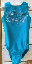 Aqua Sequins Sparkle Bling Girl Sz YM Gymnastics Ballet Dance Leotard ZONE  - £9.96 GBP