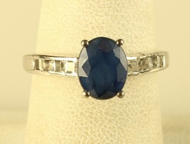 Vintage Sterling Blue Gemstone Sapphire Engagement Ring Signed STS 925 sz 7 1/2 - £47.48 GBP