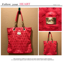 Red Koret Handbag with Gold Chain Handles - $75.00