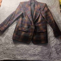 Larry Levine Collections Plaid Wool Blazer Jacket Womens 12 Career Preppy Office - $36.63