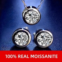 Moissanite Diamond Set Earring Pendant Necklace 1.0ct D Color Round 925 Sterling - £69.08 GBP