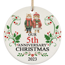 Cat Couple Our 5th Anniversary 2023 Ornament Gift 5 Years Christmas Together - £11.61 GBP