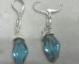Earrings # 428 Pierced SILVER TONE DANGLERS WITH BLUE STONE - $3.00