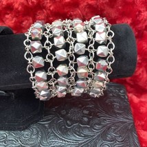 Vintage Chicos Metal Linked Cubed Bracelet Toggle Clasp 6 3/4” Slight Pa... - £14.93 GBP