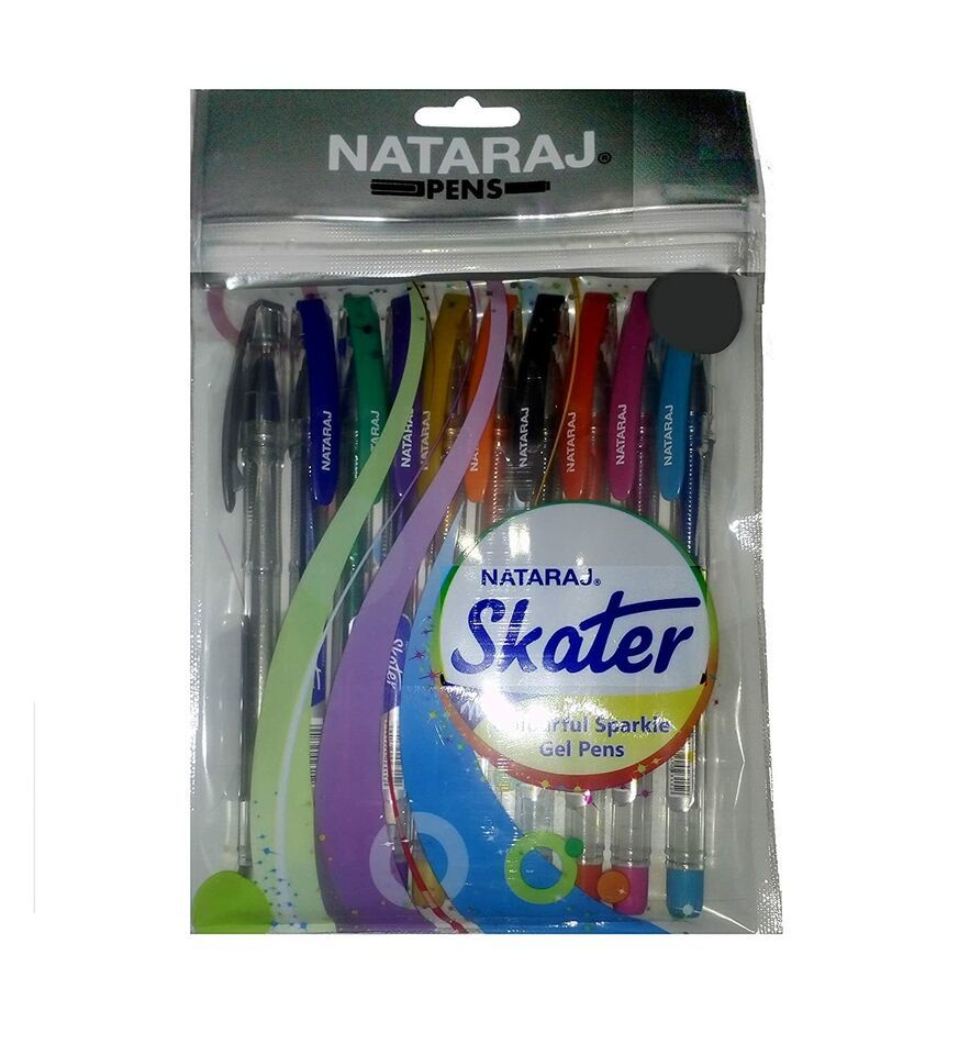 Nataraj Skater Colourful Sparkle Gel Pens (Pack of 10 Pens) Free Shipping - $8.49