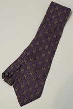 Bill Blass Necktie Neck Tie 100% Imported Silk Black Label Purple Geometric - $6.95