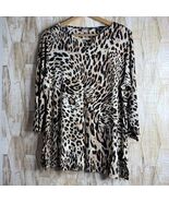 Chico&#39;s Travelers Leopard Print Tunic Top Size 2 12/14 Slinky Womens - $330.58 MXN